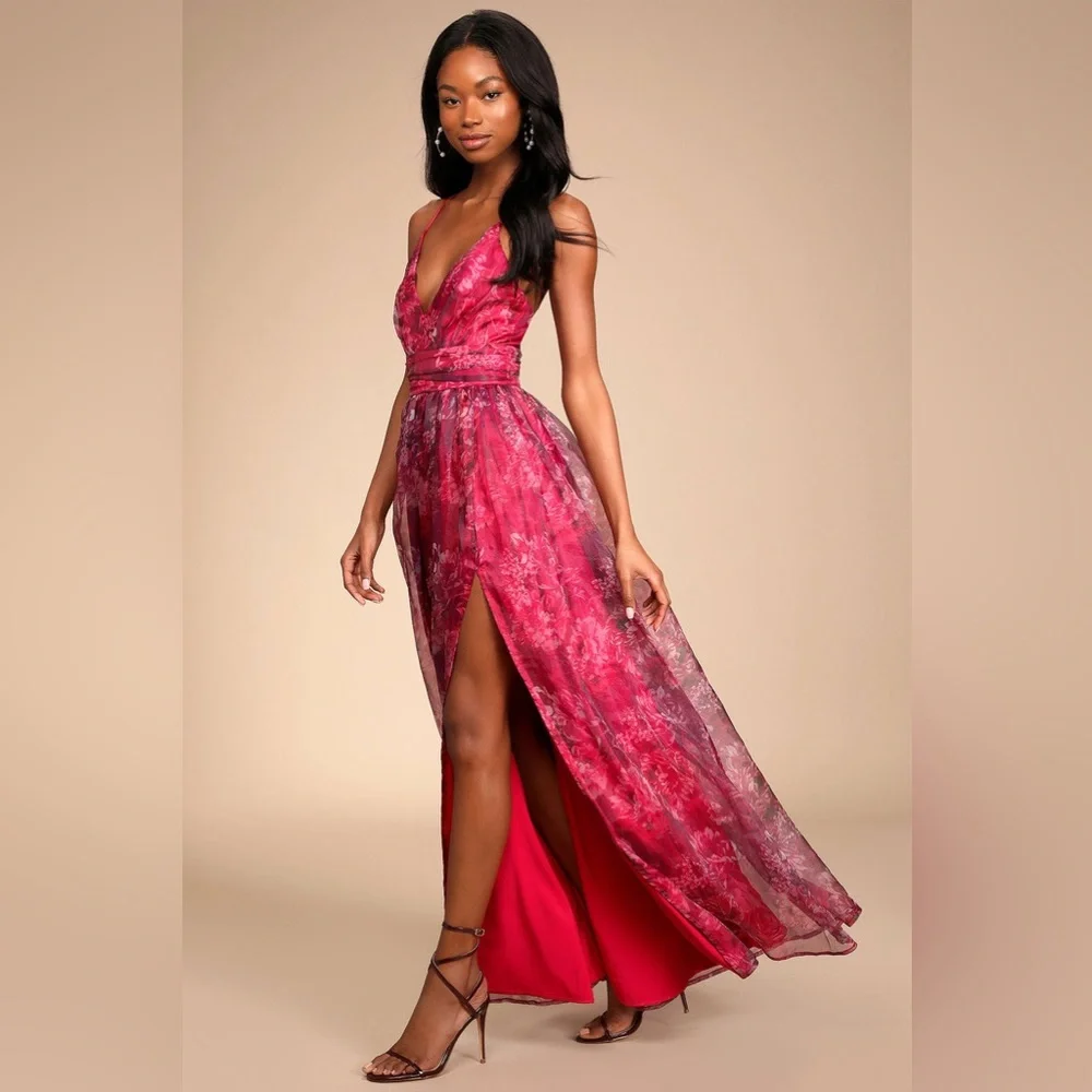 Lulu's Floral Pink Maxi Dress - Picture 3 of 10